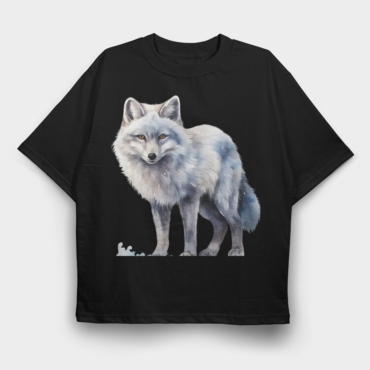 Watercolor Wolf Ice, Tricou Oversize Barbati (Unisex)