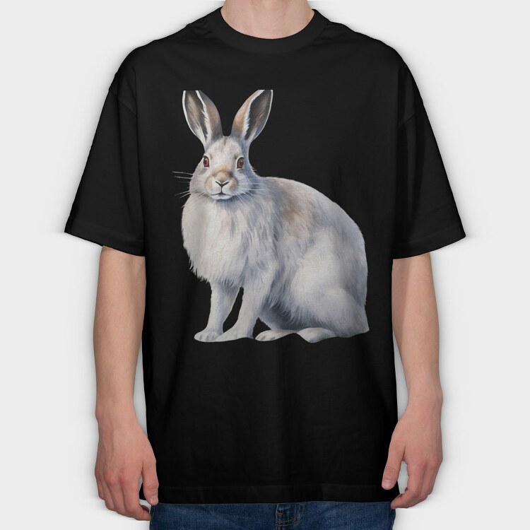Watercolor Rabbit Winter, Tricou Oversize Barbati (Unisex)