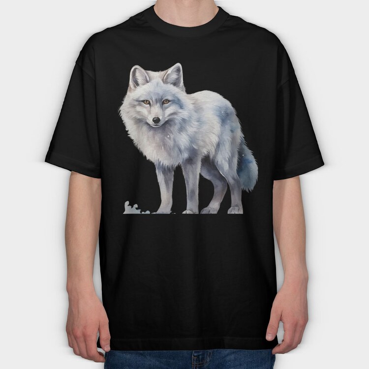Watercolor Wolf Ice, Tricou Oversize Barbati (Unisex)