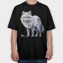 Watercolor Wolf Ice, Tricou Oversize Barbati (Unisex)