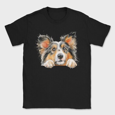 Watercolor Sheltie Peek, Tricou Barbati (Unisex)