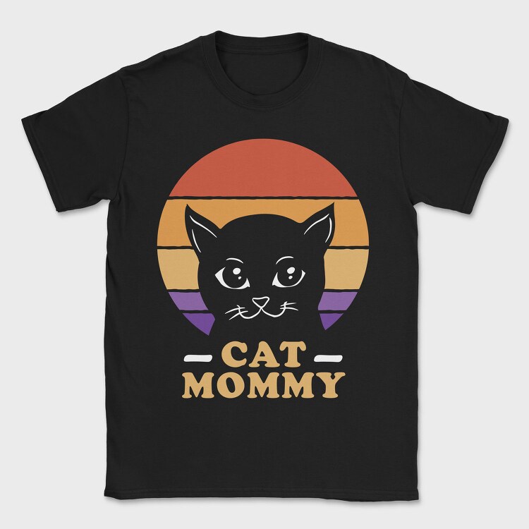 Cat Mommy Retro Sunset, Tricou Barbati (Unisex)