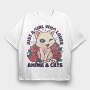 Cat Kawaii Anime Quote, Tricou Oversize Barbati (Unisex)