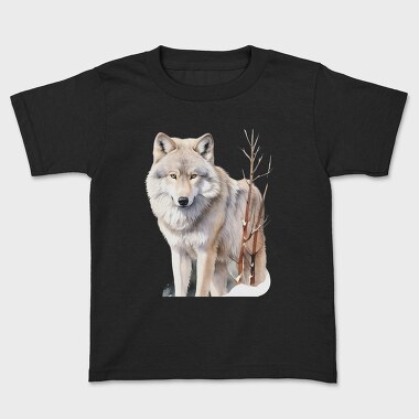 Watercolor Wolf Standing, Tricou Copii