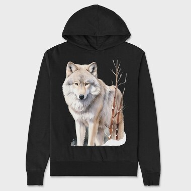 Watercolor Wolf Standing, Hanorac Oversize Barbati (Unisex)
