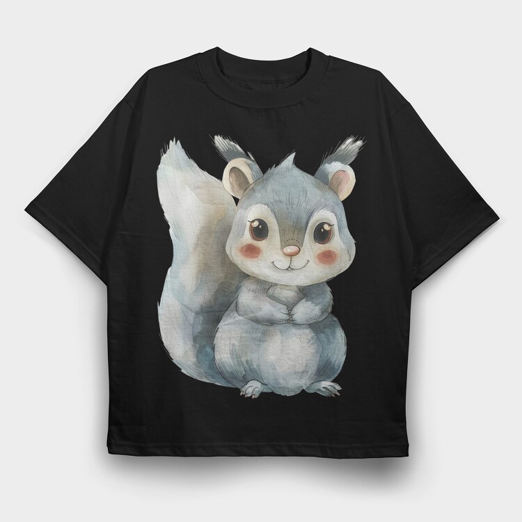 Watercolor Squirrel, Tricou Oversize Barbati (Unisex)