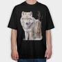 Watercolor Wolf Standing, Tricou Oversize Barbati (Unisex)