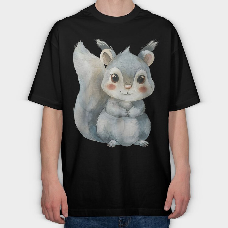 Watercolor Squirrel, Tricou Oversize Barbati (Unisex)