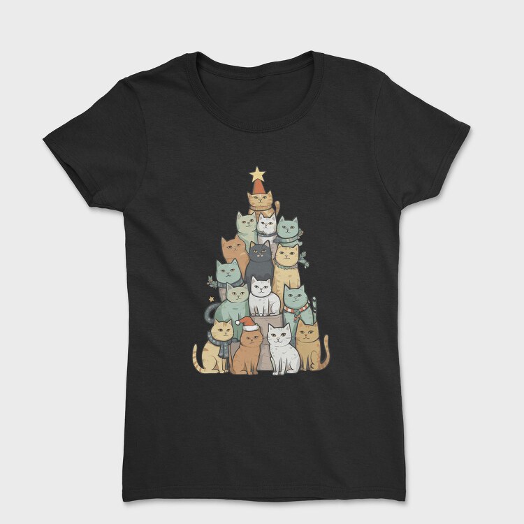 Cat Christmas Tree, Tricou Femei