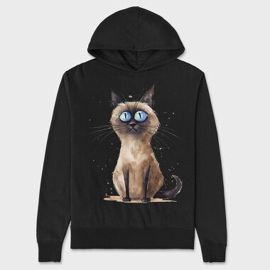 Watercolor Siamese Cat, Hanorac Oversize Barbati (Unisex)