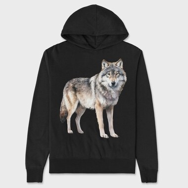 Watercolor Wolf Winter, Hanorac Oversize Barbati (Unisex)