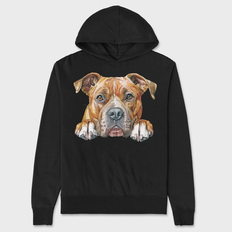 Watercolor Staffy Peep, Hanorac Oversize Barbati (Unisex)