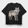 Watercolor Wolf Winter, Tricou Oversize Barbati (Unisex)