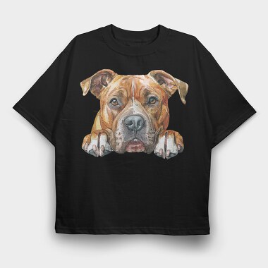 Watercolor Staffy Peep, Tricou Oversize Barbati (Unisex)
