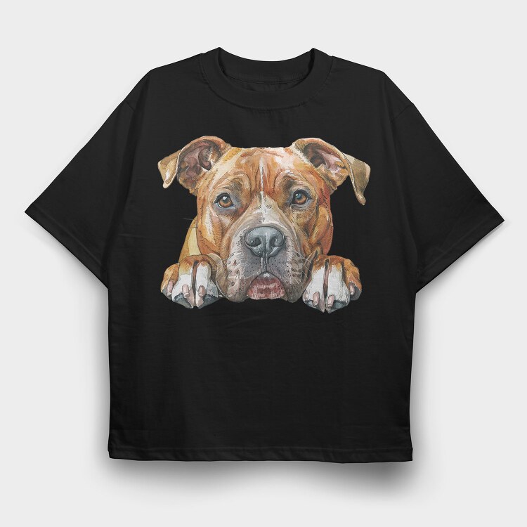 Watercolor Staffy Peep, Tricou Oversize Barbati (Unisex)