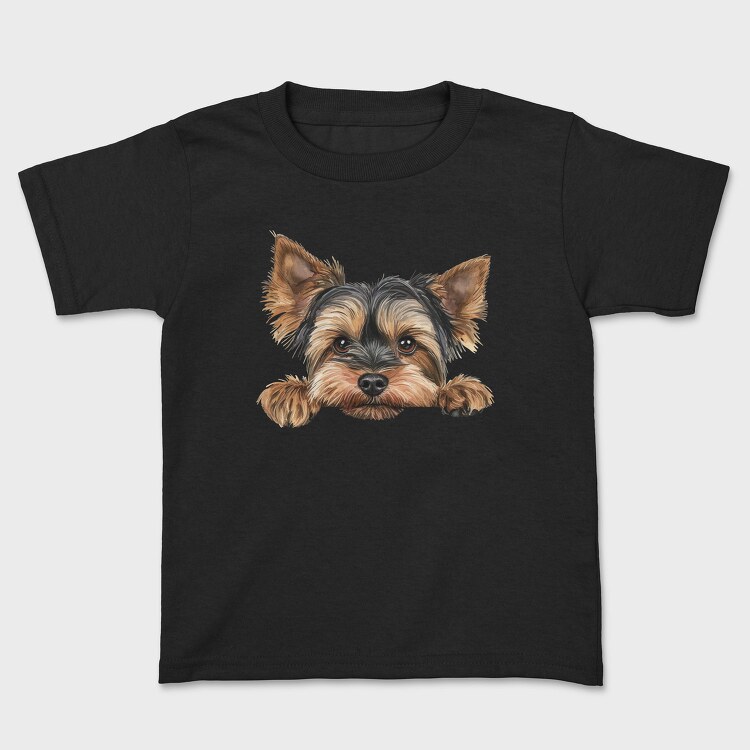 Watercolor Yorkie Peeking, Tricou Copii