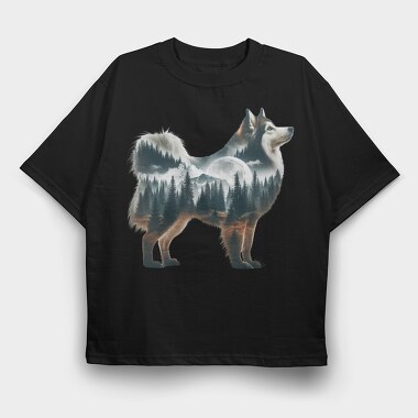 Wolf Moon Forest, Tricou Oversize Barbati (Unisex)