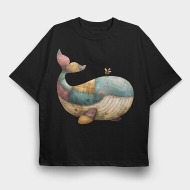 Whale Patchwork, Tricou Oversize Barbati (Unisex)