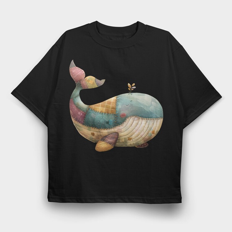 Whale Patchwork, Tricou Oversize Barbati (Unisex)