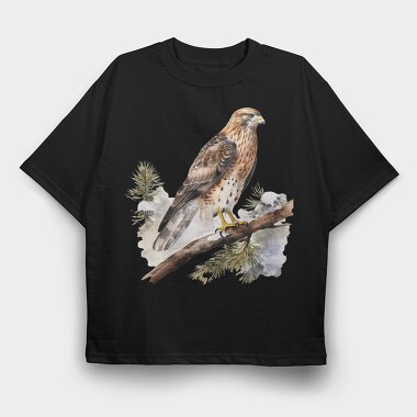 Winter Hawk Branch, Tricou Oversize Barbati (Unisex)