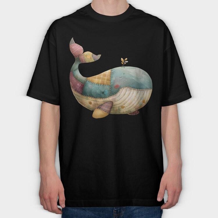 Whale Patchwork, Tricou Oversize Barbati (Unisex)