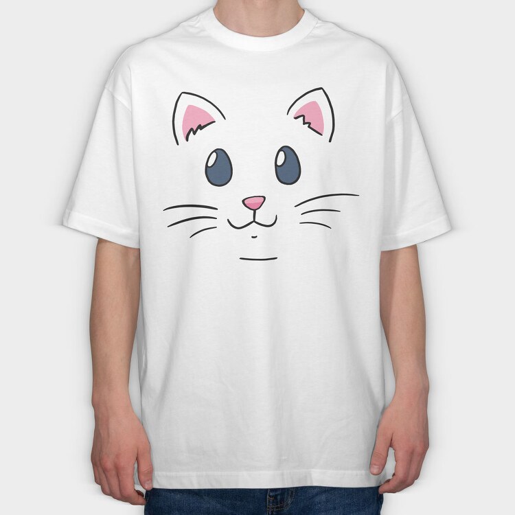 Cat Face, Tricou Oversize Barbati (Unisex)