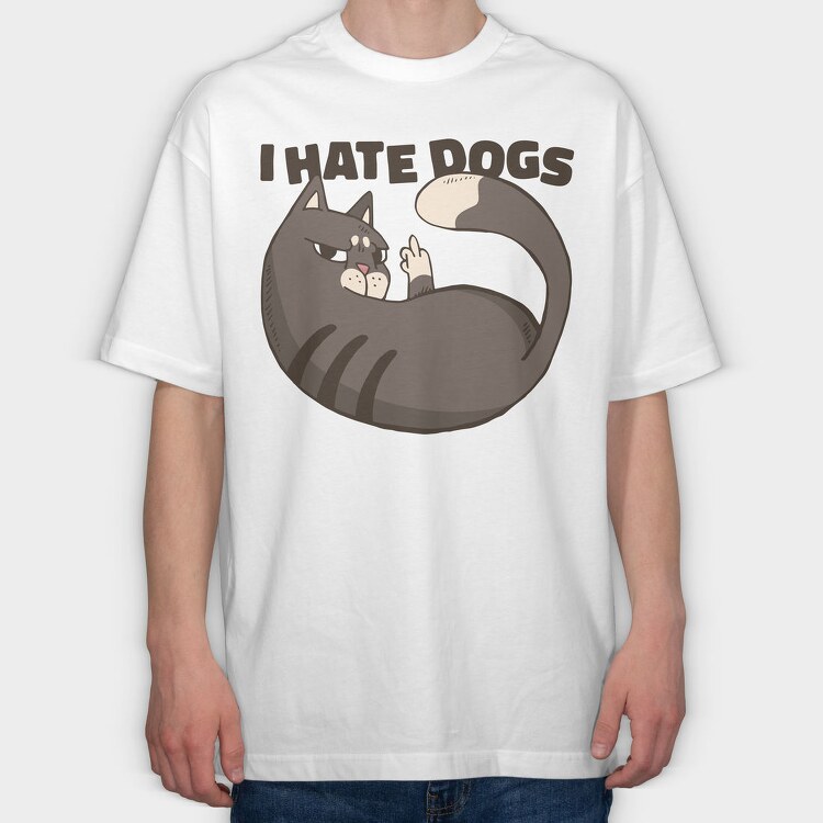 Cat Hate Dogs, Tricou Oversize Barbati (Unisex)