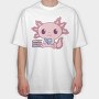 Axolotl Reading, Tricou Oversize Barbati (Unisex)