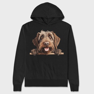 Wirehaired Griffon Peeking, Hanorac Oversize Barbati (Unisex)