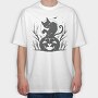 Cat Halloween Monochrome, Tricou Oversize Barbati (Unisex)