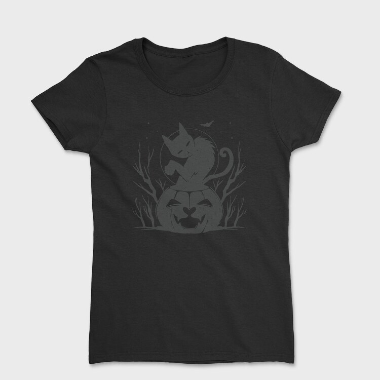 Cat Halloween Monochrome, Tricou Femei
