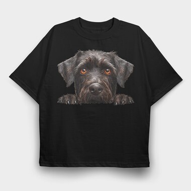 Wirehaired Pointer Peep, Tricou Oversize Barbati (Unisex)