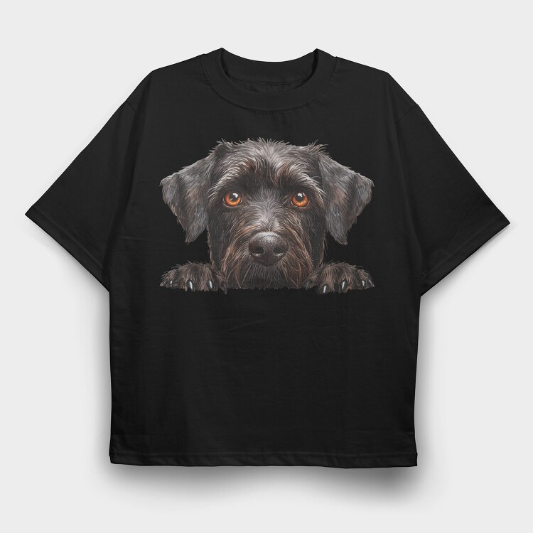 Wirehaired Pointer Peep, Tricou Oversize Barbati (Unisex)