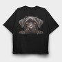 Wirehaired Pointer Peep, Tricou Oversize Barbati (Unisex)