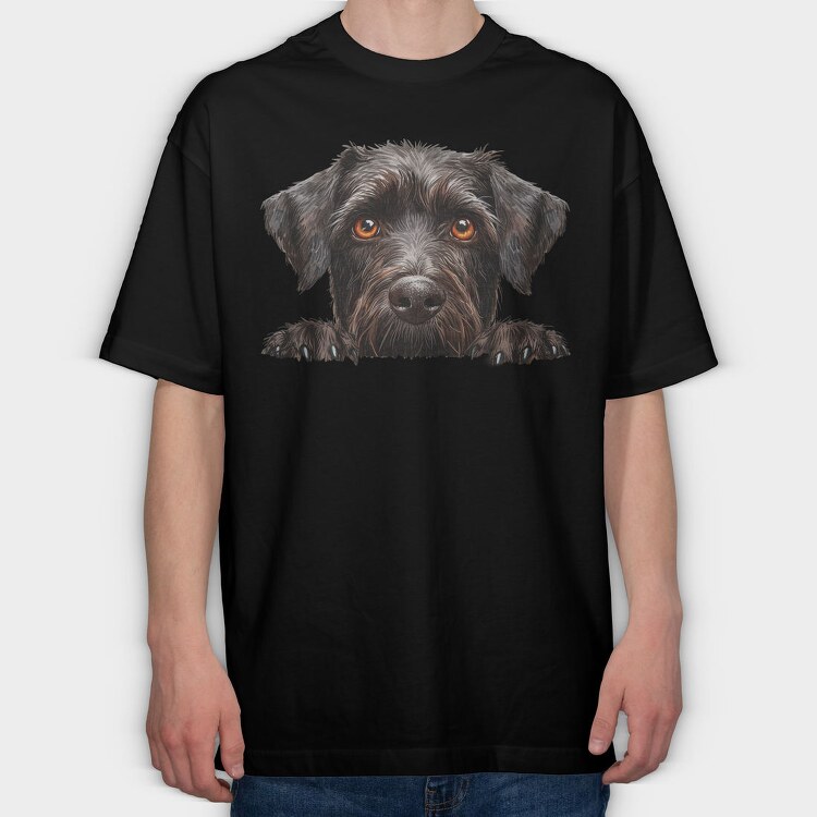 Wirehaired Pointer Peep, Tricou Oversize Barbati (Unisex)