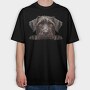Wirehaired Pointer Peep, Tricou Oversize Barbati (Unisex)