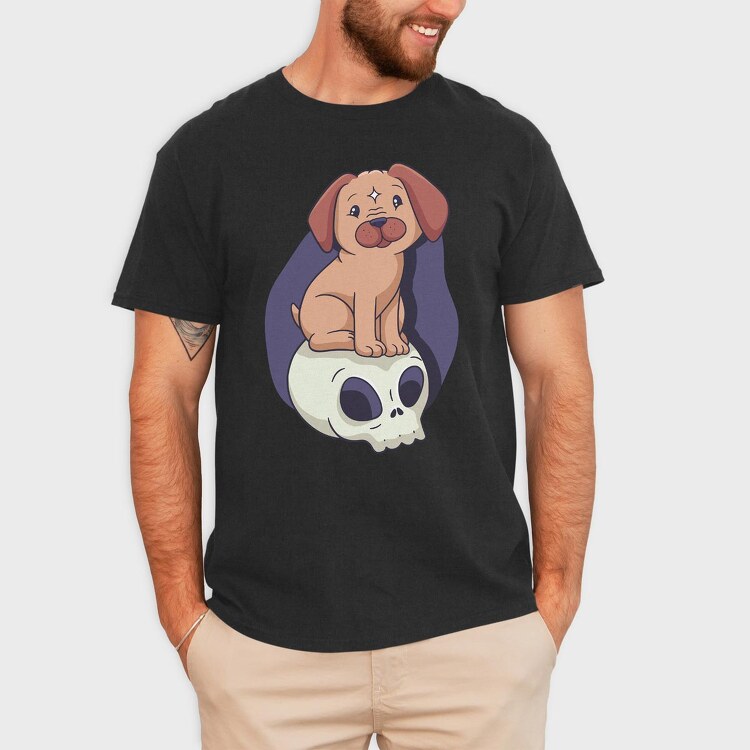Pug Skull, Tricou Barbati (Unisex)