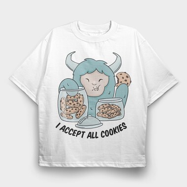 Yeti Monster Eating Cookies, Tricou Oversize Barbati (Unisex)