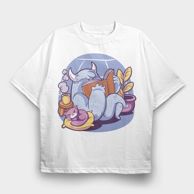 Yeti Monster Reading At Home, Tricou Oversize Barbati (Unisex)