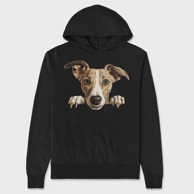 Whippet Peeking, Hanorac Oversize Barbati (Unisex)