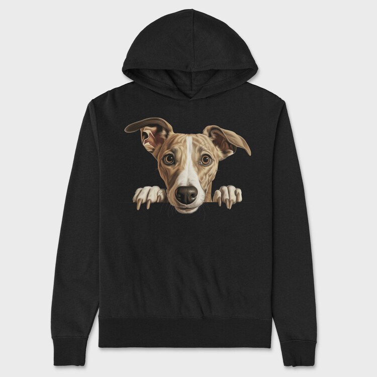 Whippet Peeking, Hanorac Oversize Barbati (Unisex)