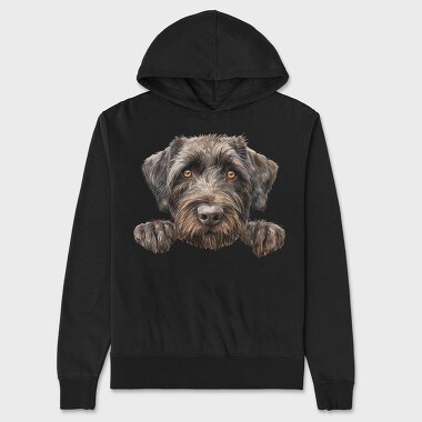 Wirehaired Pointing Griffon Peeking Face, Hanorac Oversize Barbati (Unisex)
