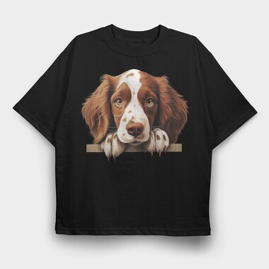 Welsh Spaniel Peeking, Tricou Oversize Barbati (Unisex)