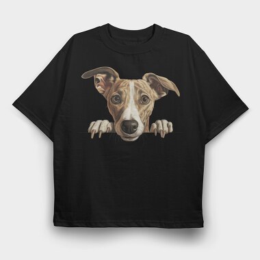 Whippet Peeking, Tricou Oversize Barbati (Unisex)