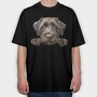 Wirehaired Pointing Griffon Peeking Face, Tricou Oversize Barbati (Unisex)