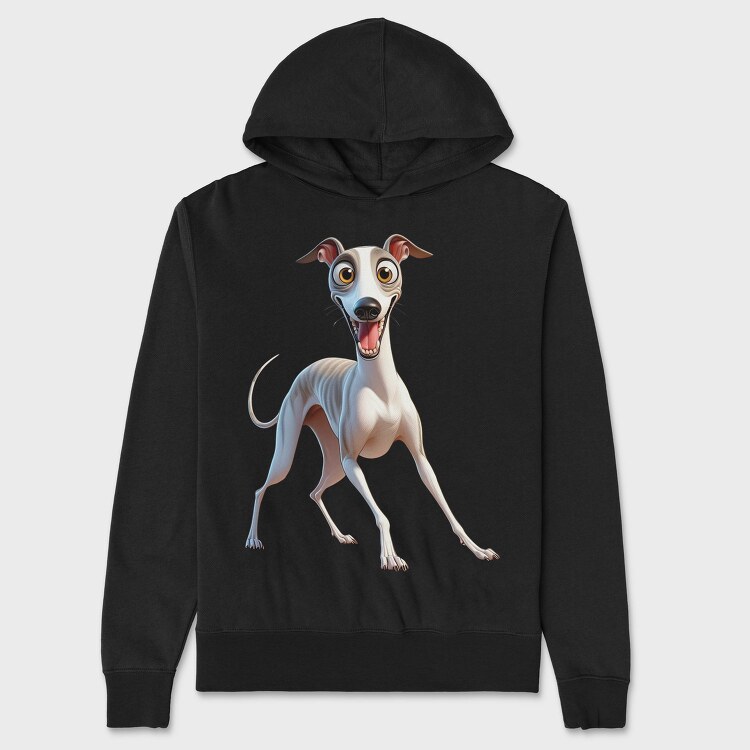 Whippet Smiling Face, Hanorac Oversize Barbati (Unisex)