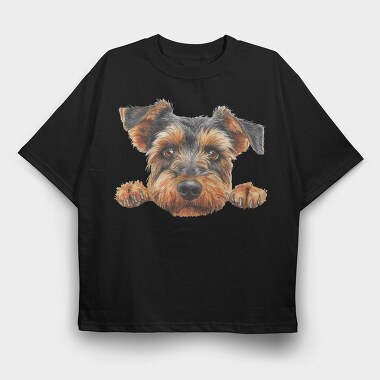 Welsh Terrier Peeking, Tricou Oversize Barbati (Unisex)
