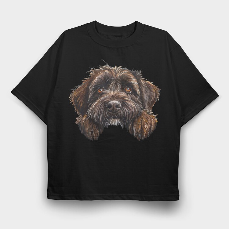 Wirehaired Pointing Griffon, Tricou Oversize Barbati (Unisex)