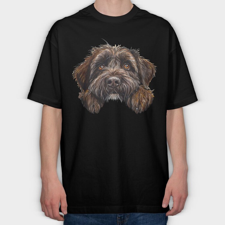 Wirehaired Pointing Griffon, Tricou Oversize Barbati (Unisex)