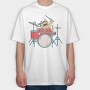 Cat Drummer, Tricou Oversize Barbati (Unisex)